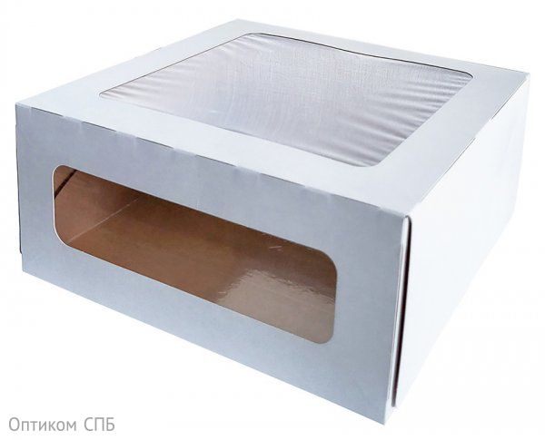 Коробка Оригамо для торта, 220х220х100 мм, белая, 40 штук
