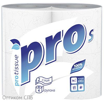 Туалетная бумага PROtissue S Premium, 2-слойная, белая, 4 рулона в упаковке  - фото №1