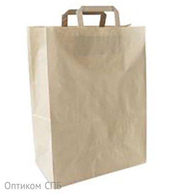 Пакет-сумка с плоскими ручками,  26+15х35 см, 80 г/м2, крафт, 250 штук