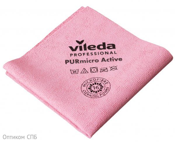 Салфетка ПУРмикро Актив Vileda, 38х35 см, красная, 5 штук в упаковке