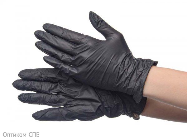 Перчатки нитриловые Optiline, размер M, черные, 200 штук