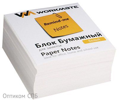 Блок бумажный, 90х90х50 мм, офсет, 60 г/кв.м, в термопленке, на склейке, белый, 12 штук