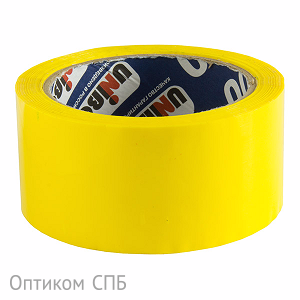 Скотч Unibob, ширина 48 мм, 45 мкм, 66 метров, желтый, в коробке 36 штук