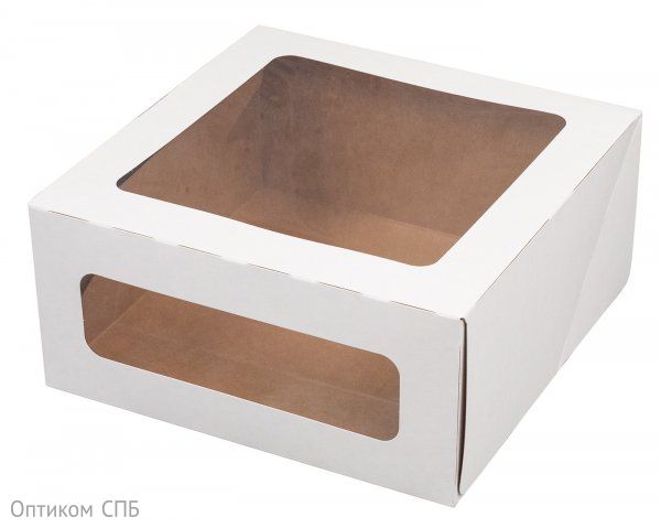 Коробка Оригамо для торта, 220х220х100 мм, белая, 40 штук