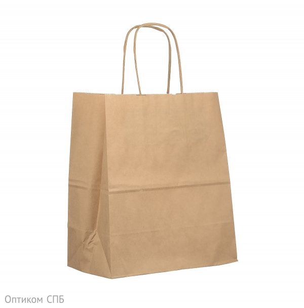 Пакет-сумка крафт, 22+12x25 см, 70 г/м2, с кручеными ручками, в упаковке 250 штук