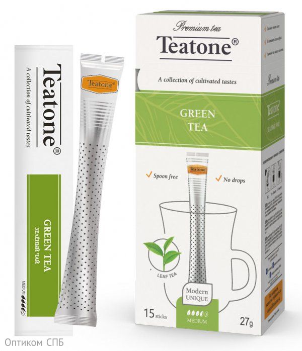 Чай зеленый Teatone, 15 штук по 1,8 грамм - фото №1