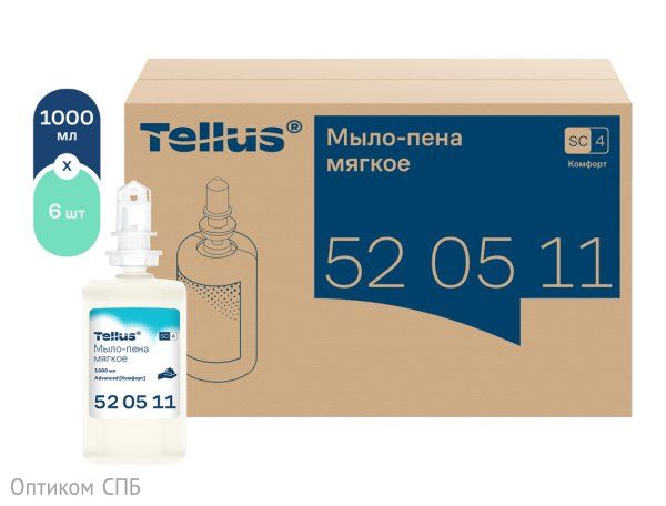Мыло-пена мягкое картриджное Торк-Tellus Комфорт, 1 литр, система S4, 6 штук в коробке 