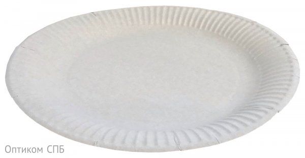Тарелка бумажная одноразовая, круглая, диаметр 23 см, белая ламинированная, 100 штук