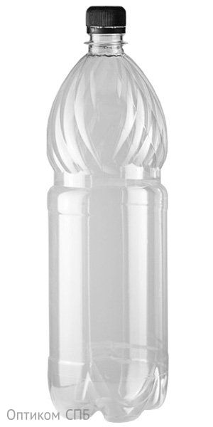 Бутылка с крышкой, 1500 мл, узкое горло 28 мм, прозрачная, 60 штук