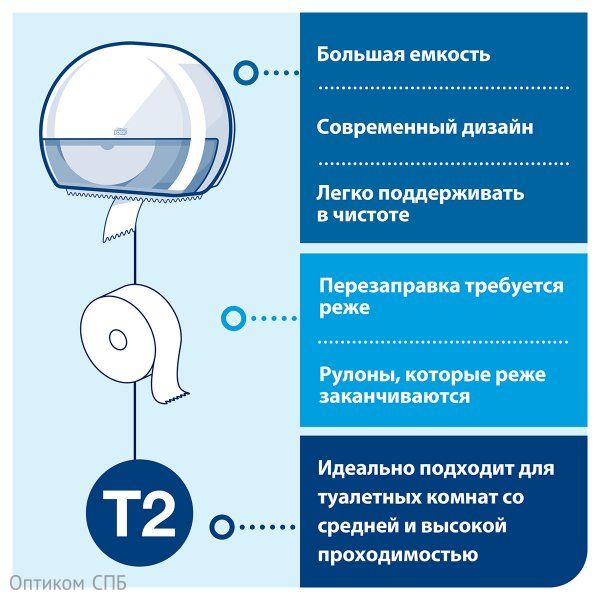 Туалетная бумага в мини-рулонах Торк-Tellus Комфорт, T2, 2-слойная, белая, 170 метров, 12 рулонов в упаковке