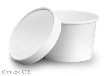 Крышка к контейнеру для супа белая, картон, 340 мл (осн. 19-1373) *500