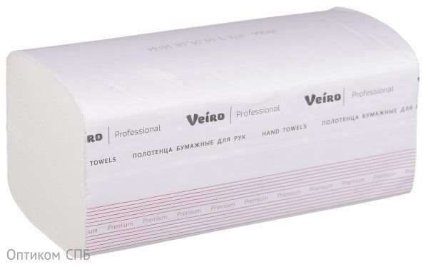 Полотенца бумажные листовые Veiro Professional Premium  2-слойные V-сложения 200 листов в упаковке