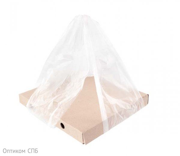 Пакет-майка под коробку для пиццы размером  от 30х30 см до 38х38 см, 32+24х60 см, 14 мкм, белый, ПНД, в упаковке 100 штук, в коробке 1000 штук