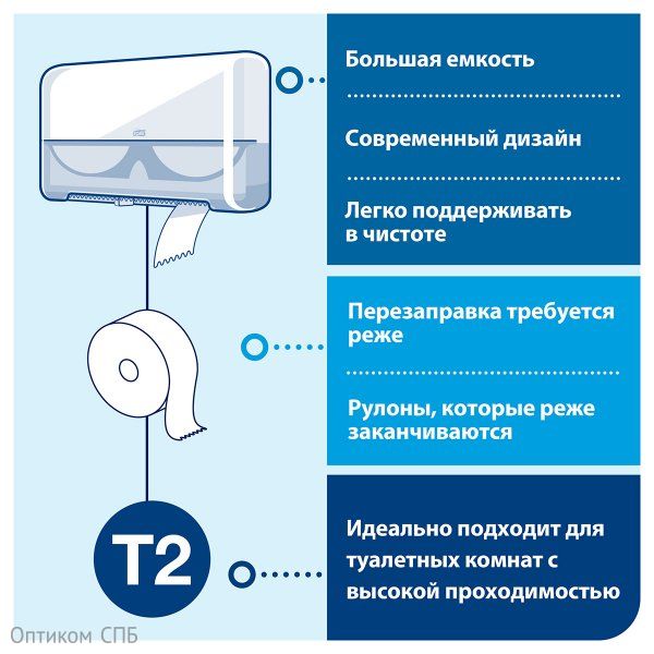 Туалетная бумага в мини-рулонах Торк-Tellus Комфорт, T2, 2-слойная, белая, 170 метров, 12 рулонов в упаковке