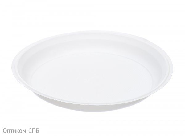 Тарелка одноразовая пластиковая, диаметр 220 мм, белая, PP, в упаковке 50 штук, в коробке 1000 штук 