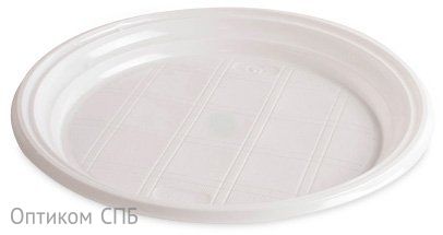Тарелка пластиковая одноразовая, диаметр 205 мм, без секций, 100 штук в упаковке