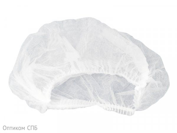 Шапочка шелк-флис белая 100 штук в упаковке, 10 упаковок в коробе