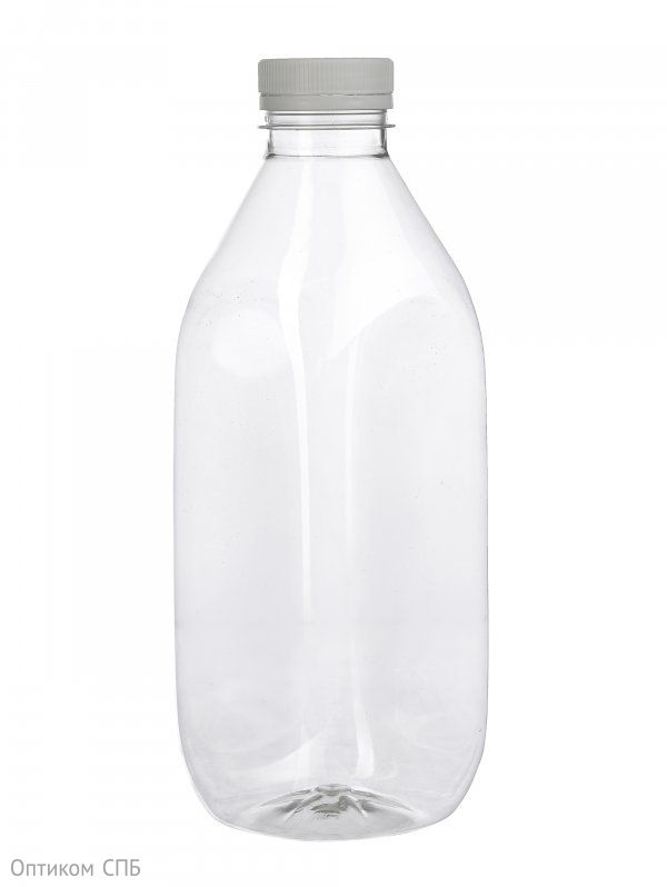 Бутылка ПЭТ квадратная с крышкой, 1000 мл, широкое горло 38 мм, прозрачная, 50 штук в упаковке
