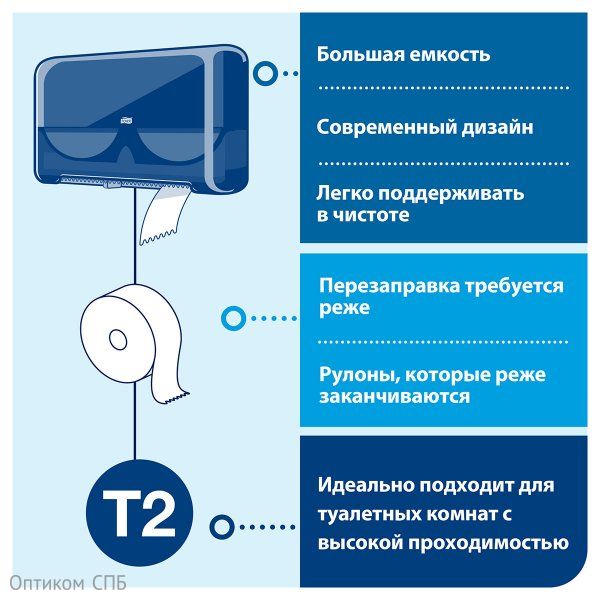 Туалетная бумага в мини-рулонах Торк-Tellus Комфорт, T2, 2-слойная, белая, 170 метров, 12 рулонов в упаковке