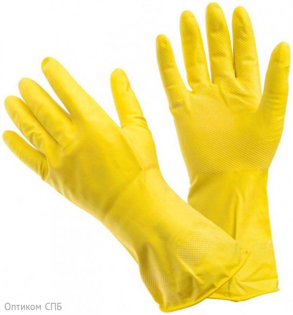 Перчатки резиновые флокированные Libry, размер S, желтые, 12 пар