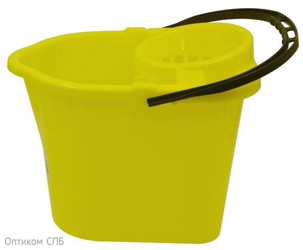 Ведро пластиковое Optiline с отжимом и носиком для слива, 14 литров, желтое
