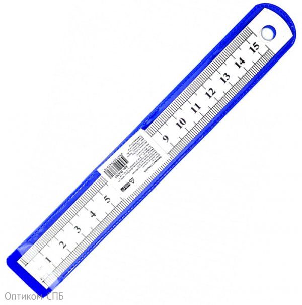 Линейка 15 см, толщина 0,3 мм, в пластиковом чехле, стальная
