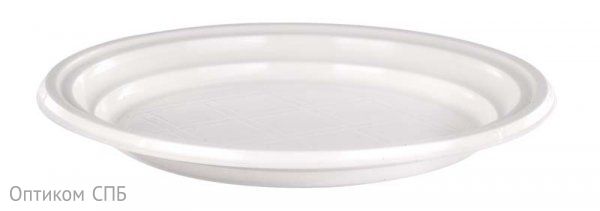 Тарелка одноразовая пластиковая Стандарт, диаметр 170 мм, белая, PS, в упаковке 100 штук, в коробке 2400 штук 