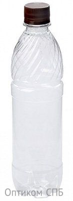 Бутылка с крышкой, 500 мл, узкое горло 28 мм, прозрачная, 135 штук в полиэтилене