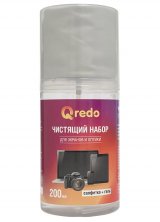 Набор Qredo для чистки экранов и оптики, салфетка из микрофибры + очищающий гель 200 мл