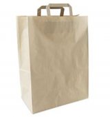 Пакет-сумка с плоскими ручками,  26+15х35 см, 80 г/м2, крафт, 250 штук