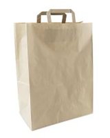 Пакет-сумка крафт, 32+17х43 см, 80 г/м2, с плоскими ручками, в упаковке 250 штук