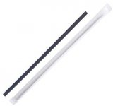 Трубочка бумажная без изгиба, диаметр 6 мм, 197 мм, черная, в индивидуальной бумажной упаковке, 150 штук