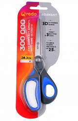Ножницы Qredo с 3D лезвием, 203 мм, эргономичные ручки, пластиковые, прорезиненные, синий/серый