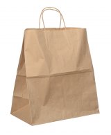 Пакет-сумка крафт, 32+18х37 см, 70 г/м2, с кручеными ручками, в упаковке 250 штук