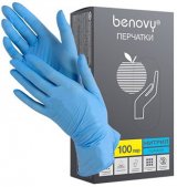 Перчатки нитриловые Benovy, размер XL, голубые, 200 штук