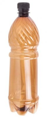 Бутылка ПЭТ с крышкой, 1 литр, узкое горло 28 мм, коричневая, 75 штук в полиэтилене