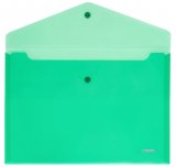 Папка-конверт на кнопке Стамм, А4, 180 мкм, зелёная