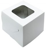Коробка для пирожных с окном 100х100х100 мм, без печати, 50 штук
