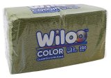 Салфетки бумажные зеленые Wiloo, 2-слойные, 24х24 см, 250 листов в пачке, 9 пачек в упаковке