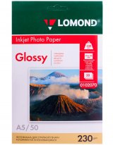 Фотобумага Lomond, А5, 230 г/м2, глянцевая, односторонняя, 50 листов в упаковке