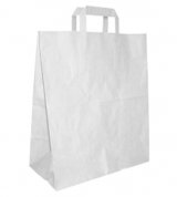 Пакет-сумка с плоскими ручками, 26+15х35 см, белый, 250 штук