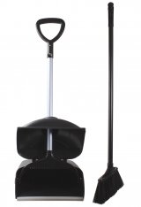 Комплект для уборки Optiline (щетка и совок-контейнер на колесах) на длинных ручках, черный
