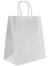Пакет-сумка крафт, 22+12x28 см, с кручеными ручками, 80 г/м2, белый, 250 штук