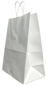 Пакет-сумка крафт, 24+14х28 мм, с кручеными ручками, белый, 300 штук