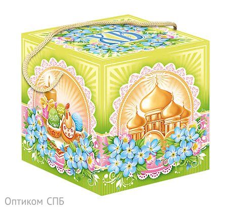 Коробка для кулича с веревочной ручкой, 120х120х130 мм, 50 штук