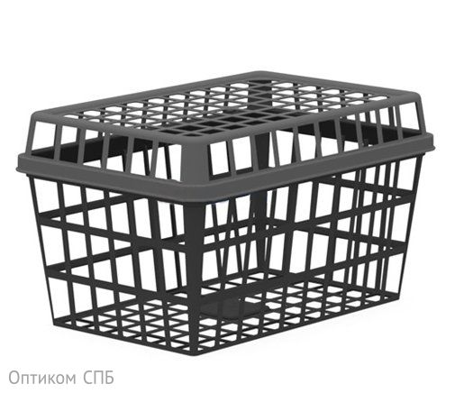 Контейнер формы корзинка 177х111х60 мм, прямоугольный, полипропилен, черный, 400 штук (крышка 17-4000)
