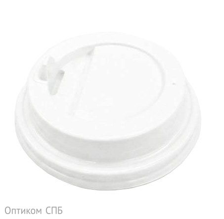 Крышка с носиком для стакана, диаметр 80 мм, белая РР, 50 штук