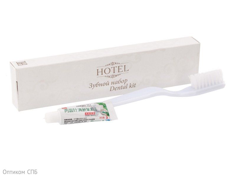 Зубной набор Hotel (Отель) состоит из зубной щетки и зубной пасты. Упаковка - картонная коробочка. Количество в коробке - 200 штук.