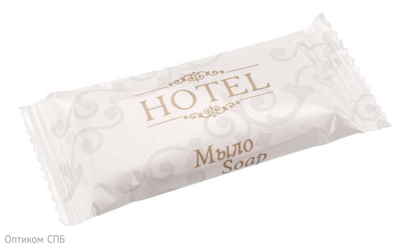 Мыло туалетное Hotel (Отель) вес 13 г, прямоугольной формы. Состав: натриевые соли жирных кислот натуральных жиров и масел, глицерин, диоксид титана, парфюмерная композиция ЭДТА. Упаковка - флоупак. Количество в коробке - 500 штук.