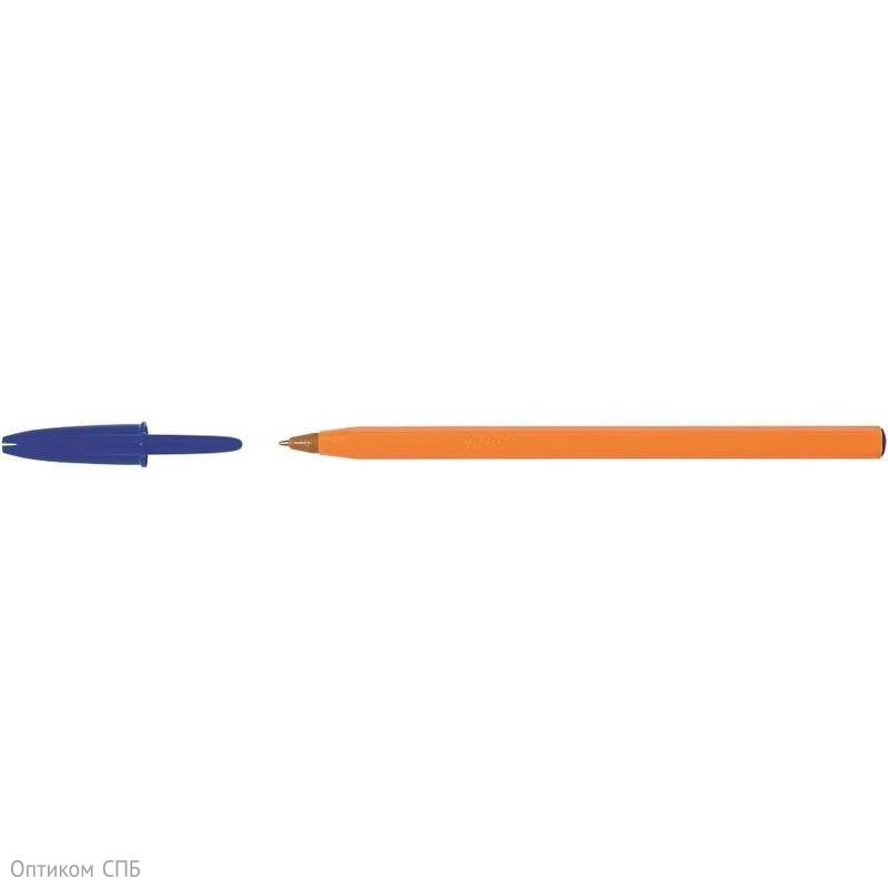 Ручка шариковая BiC Orange синего цвета. Эргономичный шестигранный корпус из оранжевого пластика, колпачок соответствует цвету чернил.Толщина линии письма 0,35 мм. Чернила устойчивы к замерзанию при минусовых температурах. Ручка одноразовая.